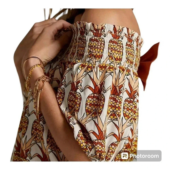 Anthropologie Porridge Printed Bow-Back Top Pineapple Multicolor Size M - Picture 6 of 9